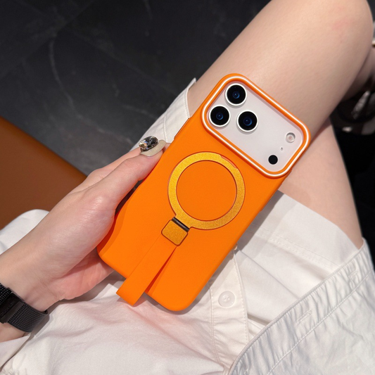 iPhone 17 Pro  Cover - Orange -  Trendy Magsafe Magnetic Kickstand Holder With Silicon Grip Protective Hard Shell Case