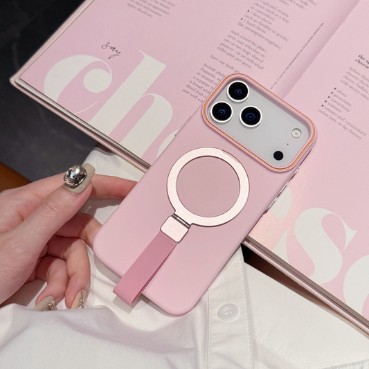 iPhone 17 Pro  Cover - Pink -  Trendy Magsafe Magnetic Kickstand Holder With Silicon Grip Protective Hard Shell Case