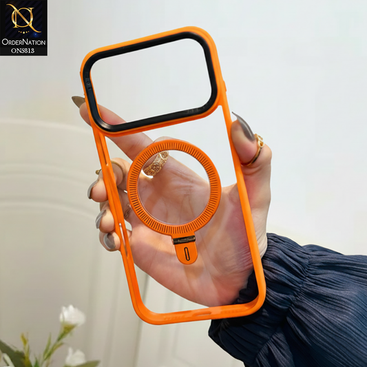 IPhone 17 Pro Max Cover - Orange - Camera Finger Ring Kickstand Cover Magnetic Clear Case,Protective Back Cover