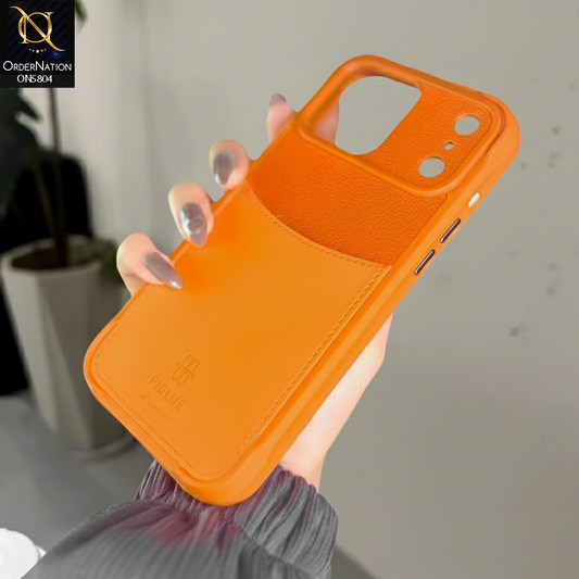 iPhone 17 Pro Max Cover - Orange -  Piblue Deluxe Tpu Leather Textured Case