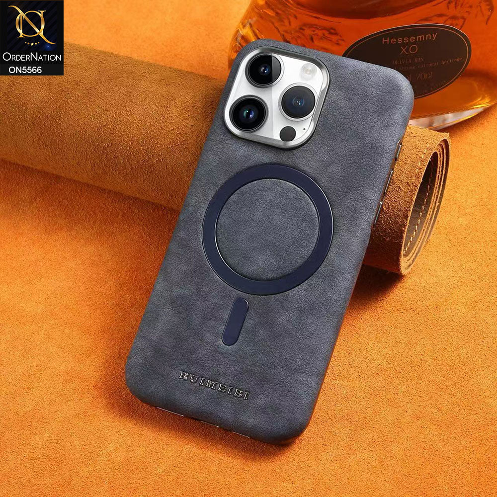 iPhone 16 Pro Max Cover - Blue - New Premium Rimbmax Leather Textured Soft Case