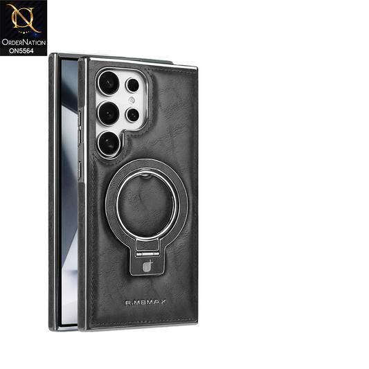 Samsung Galaxy S25 Ultra Cover - Black - New Rimbmax High Quality Leather Case With Metal Camera Ring And KickStand