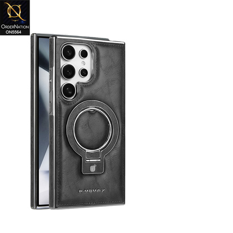 Samsung Galaxy S25 Ultra Cover - Black - New Rimbmax High Quality Leather Case With Metal Camera Ring And KickStand