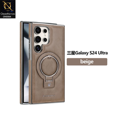 Samsung Galaxy S25 Ultra Cover - Gray - New Rimbmax High Quality Leather Case With Metal Camera Ring And KickStand