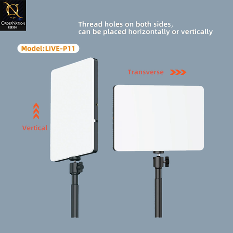 PLOKAMA LIVE-P11 LED Video Light Panel – Dimmable Brightness & Adjustable Color Temperature with Universal Plug for Photography, Streaming & Videography (Without Trippod)