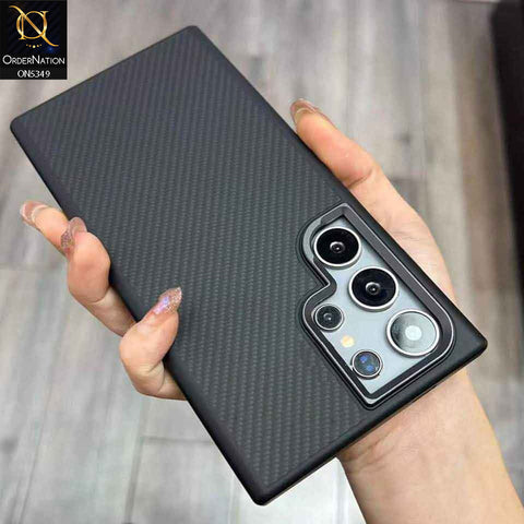Samsung Galaxy S24 Ultra Cover - Black - Youksh Carbon Fiber Soft Borders Case