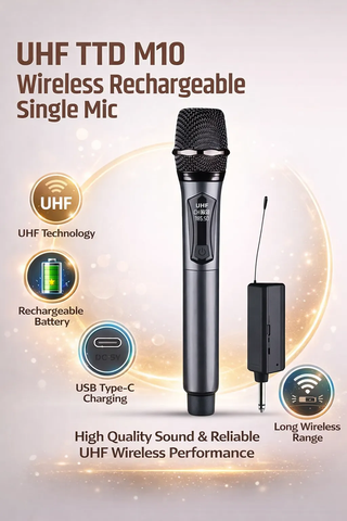 Saeapu TTD-M10 UHF Wireless Microphone System with Rechargeable Receiver