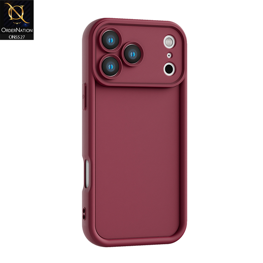 iPhone 17 Pro Cover - Maroon - Soft Silicone Case With Round Bumper Matte TPU Shockproof Cover