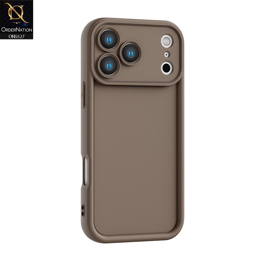iPhone 17 Pro Cover - Brown - Soft Silicone Case With Round Bumper Matte TPU Shockproof Cover