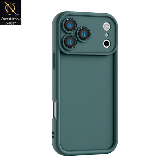 iPhone 17 Pro Cover - Dark Green - Soft Silicone Case With Round Bumper Matte TPU Shockproof Cover
