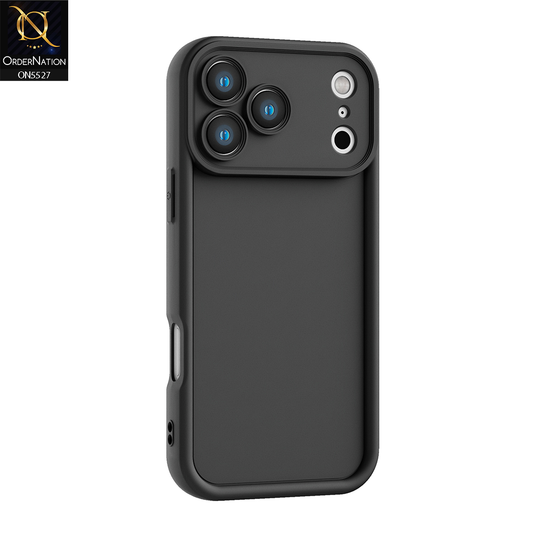 iPhone 17 Pro Cover - Black - Soft Silicone Case With Round Bumper Matte TPU Shockproof Cover