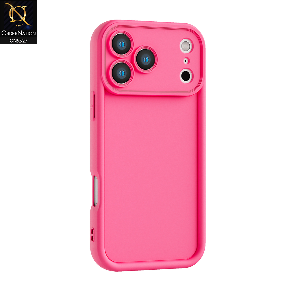 iPhone 17 Pro Cover - Dark Pink - Soft Silicone Case With Round Bumper Matte TPU Shockproof Cover