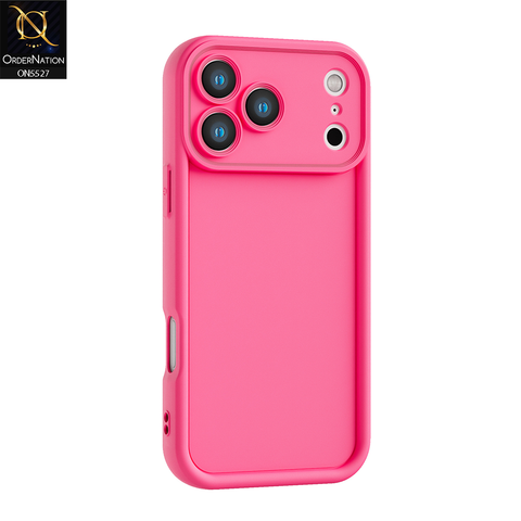 iPhone 17 Pro Cover - Dark Pink - Soft Silicone Case With Round Bumper Matte TPU Shockproof Cover