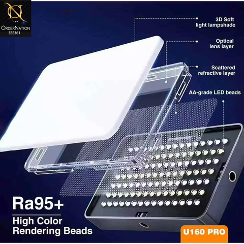 Plokama U160 Pro RGB LED Video Light 2000mAh Rechargeable Panel 2700K–6500K Adjustable Color Temperature for Photography, Streaming & Content Creation