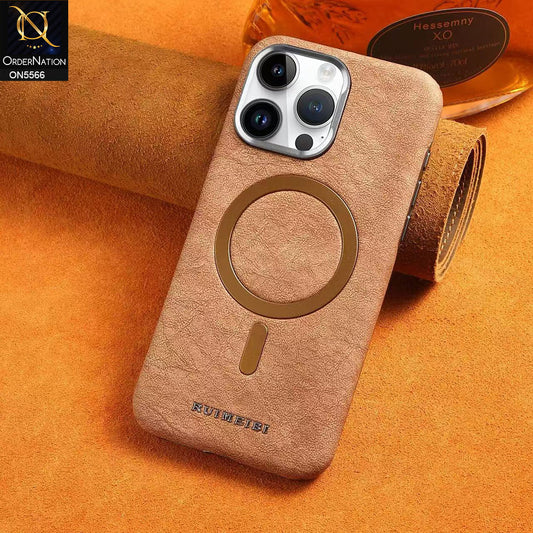 iPhone 16 Pro Max Cover - Brown - New Premium Rimbmax Leather Textured Soft Case