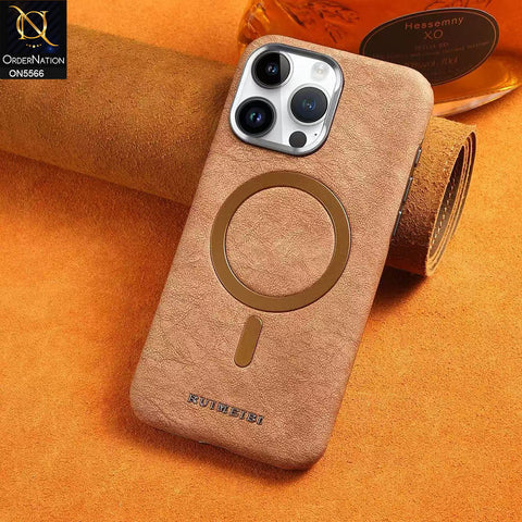 iPhone 16 Pro Max Cover - Brown - New Premium Rimbmax Leather Textured Soft Case