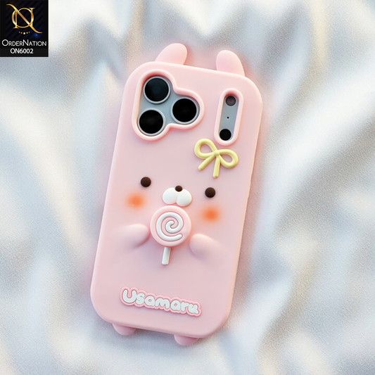 iPhone 17 Pro Max Cover - Pink - Premium Kawaii Bear Lollipop Silicone Case