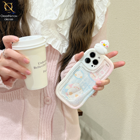 iPhone 14 Pro Max Cover - Design 1 - 3D Cute Cartoon Doll Bling Liquid Glitter Floating Pearls Shockproof Protective Soft Case