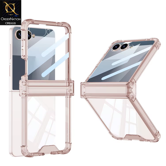 Samsung Galaxy Z Flip 7 Cover - Pink - New Slim Air Bag Back Screen Glass Protector Case Designed By GKK