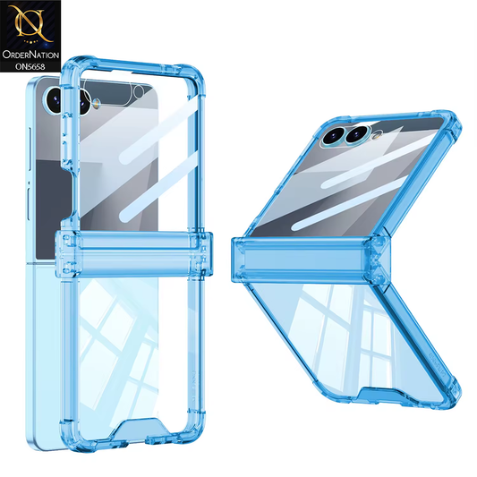 Samsung Galaxy Z Flip 7 Cover - Blue - New Slim Air Bag Back Screen Glass Protector Case Designed By GKK