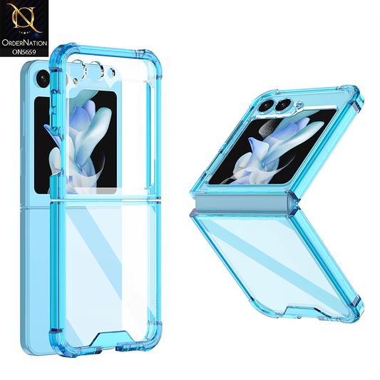 Samsung Galaxy Z Flip 7 Cover - Blue - New Slim  AirBag Back Screen Glass Protector Case Designed By GKK