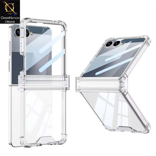 Samsung Galaxy Z Flip 7 Cover - Clear - New Slim Air Bag Back Screen Glass Protector Case Designed By GKK
