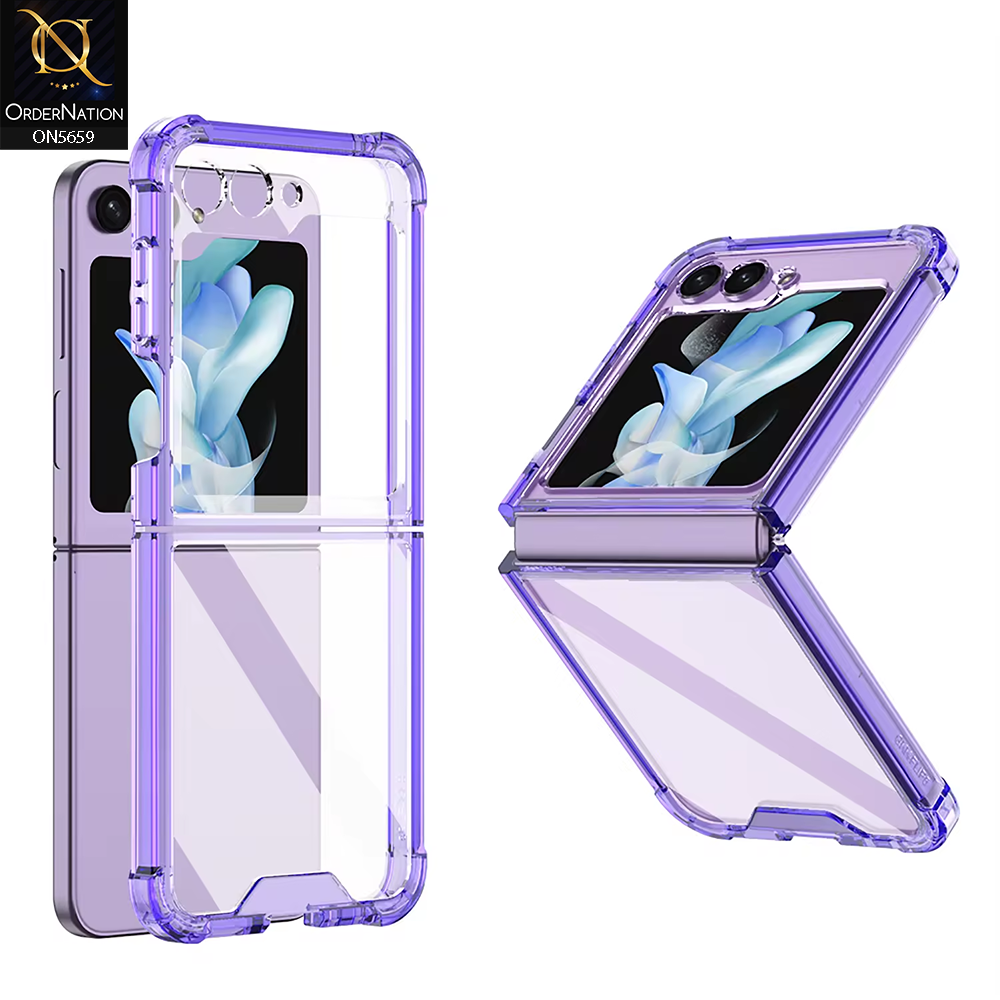 Samsung Galaxy Z Flip 7 Cover - Light Purple - New Slim  AirBag Back Screen Glass Protector Case Designed By GKK