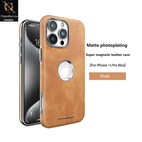iPhone 16 Pro Max Cover - Brown - New Premium Rimbmax Leather Textured Case With Metal Camera Ring