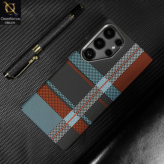 Samsung Galaxy S24 Ultra Cover - Design8 - Universe Luxo Carbon Fiber Texture Ultra Thin Shell Case With Metal Camera Ring Borders