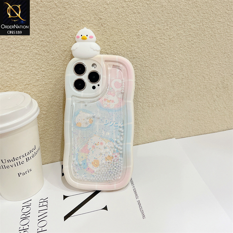 iPhone 14 Pro Max Cover - Design 1 - 3D Cute Cartoon Doll Bling Liquid Glitter Floating Pearls Shockproof Protective Soft Case