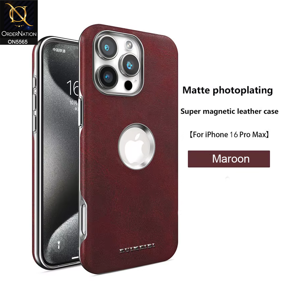 iPhone 16 Pro Max Cover - Red - New Premium Rimbmax Leather Textured Case With Metal Camera Ring