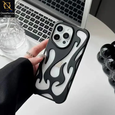 iPhone 15 Pro Max Cover - Black - New Shiny Electroplating Flame Series Soft Case