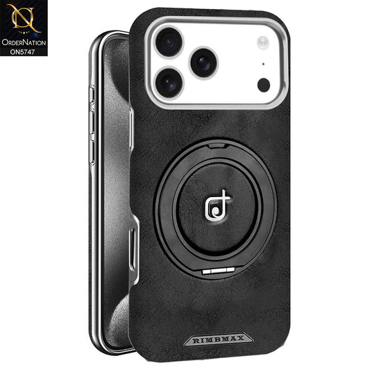 iPhone 17 Pro Max Cover - Black - New Premium RIMBMAX High Quality Leather Textured  Case With KickStand Soft Case