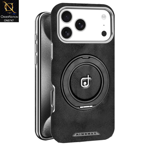 iPhone 17 Pro Max Cover - Black - New Premium RIMBMAX High Quality Leather Textured  Case With KickStand Soft Case