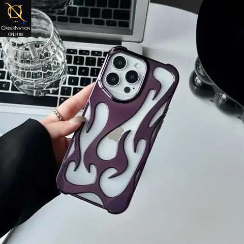iPhone 14 Pro Cover - Purple - New Shiny Electroplating Flame Series Soft Case