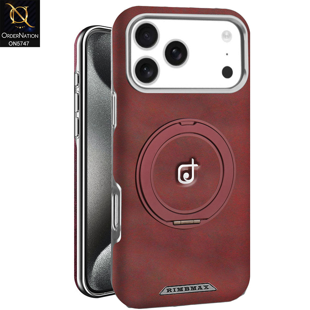 iPhone 17 Pro Max Cover - Red - New Premium RIMBMAX High Quality Leather Textured  Case With KickStand Soft Case