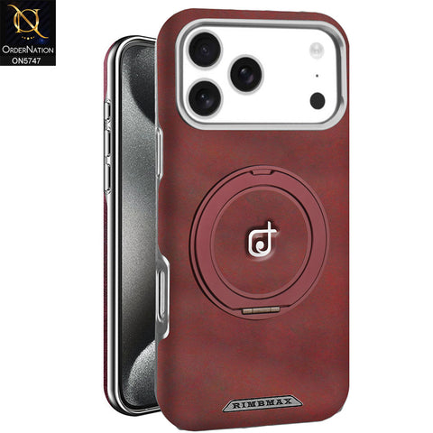 iPhone 17 Pro Max Cover - Red - New Premium RIMBMAX High Quality Leather Textured  Case With KickStand Soft Case