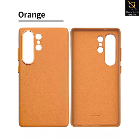 Samsung Galaxy S25 Ultra Cover - Orange - Premium Kindsuit Leather Case With Metal Camera Ring Borders