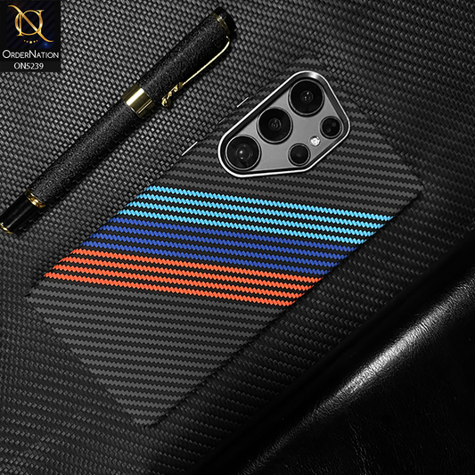 Samsung Galaxy S25 Ultra Cover - Design3 - Universe Luxo Carbon Fiber Texture Ultra Thin Shell Case With Metal Camera Ring Borders
