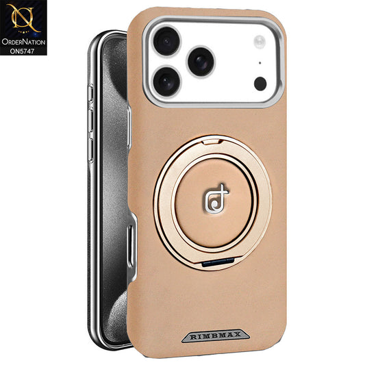 iPhone 17 Pro Max Cover - Coffee - New Premium RIMBMAX High Quality Leather Textured  Case With KickStand Soft Case