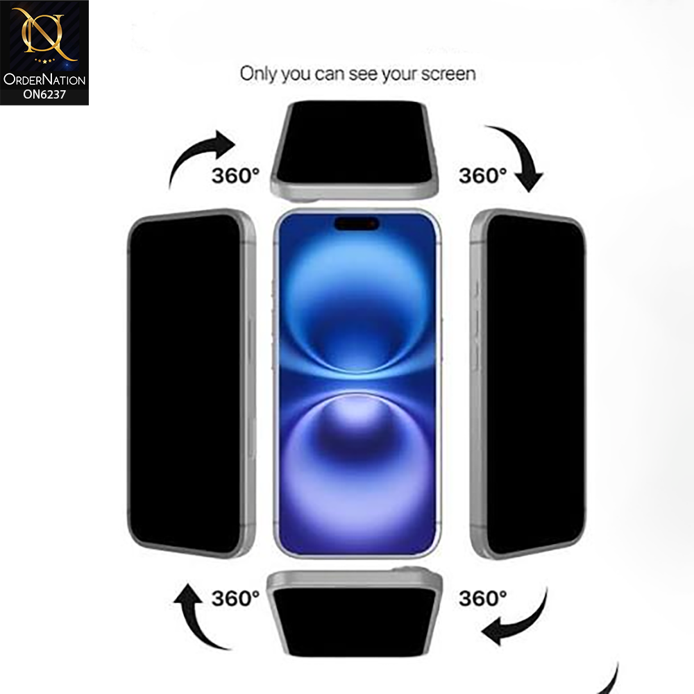 iPhone 17 Pro Max Protector - Black - Premium 360° Privacy Tempered Glass Screen Protector | 8K Ultra HD Curved Borderless Full Coverage