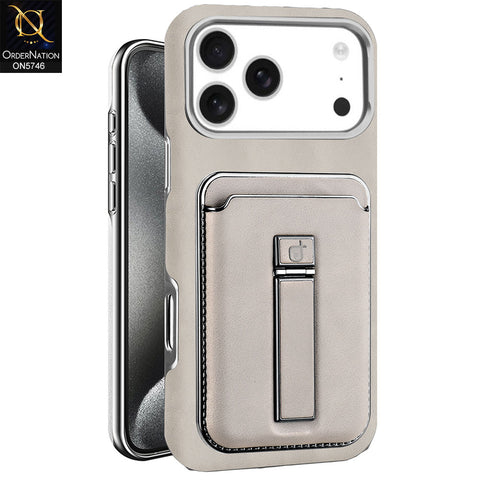 iPhone 17 Pro Max Cover - White - New Premium RimbMax High Quality Leather  Case With Premium Quality Magnatic Card Holding Options And KickStand
