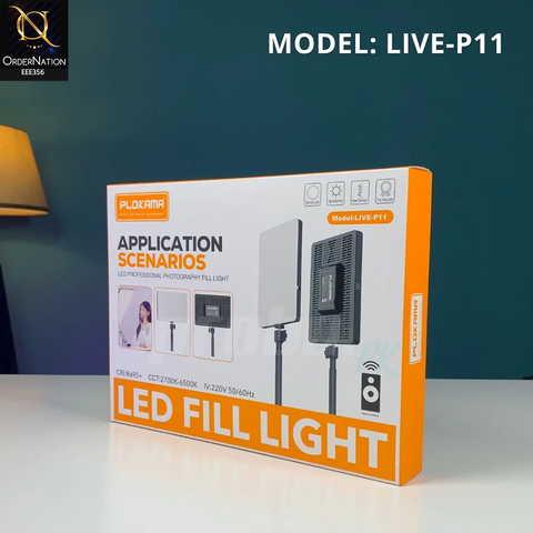 PLOKAMA LIVE-P11 LED Video Light Panel – Dimmable Brightness & Adjustable Color Temperature with Universal Plug for Photography, Streaming & Videography (Without Trippod)