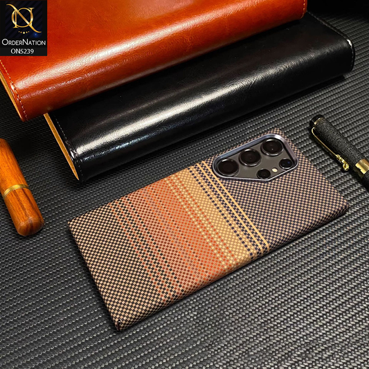 Samsung Galaxy S23 Ultra Cover - Design7 - Universe Luxo Carbon Fiber Texture Ultra Thin Shell Case With Metal Camera Ring Borders