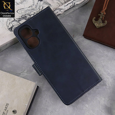 Tecno Pop 10 Cover - Blue - Premium PU Leather Magnetic Flip Book Card Slots Wallet Soft Case