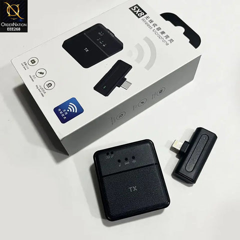 SX8 Type-C Lavalier Wireless Microphone, Noise Reduction  - Black