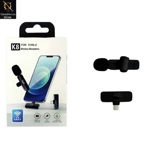 K8 Wireless Microphone Type C Plug n Play  - Black