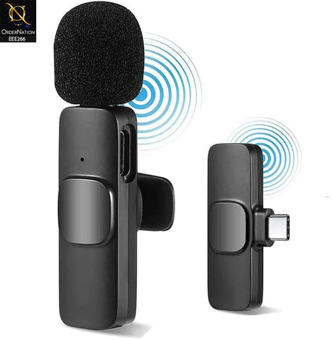 K8 Wireless Microphone Type C Plug n Play  - Black