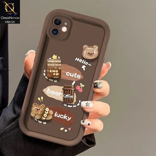 iPhone 11 - Brown - Trendy 3D Cute Cartoon And Coffee Chocolate Soft Silicon Shockproof Case With Camera Protection