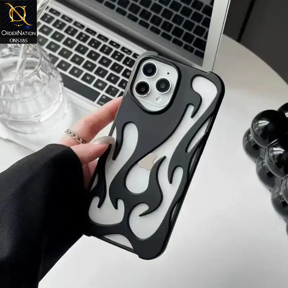 iPhone 11 Pro Cover - Black - New Shiny Electroplating Flame Series Soft Case